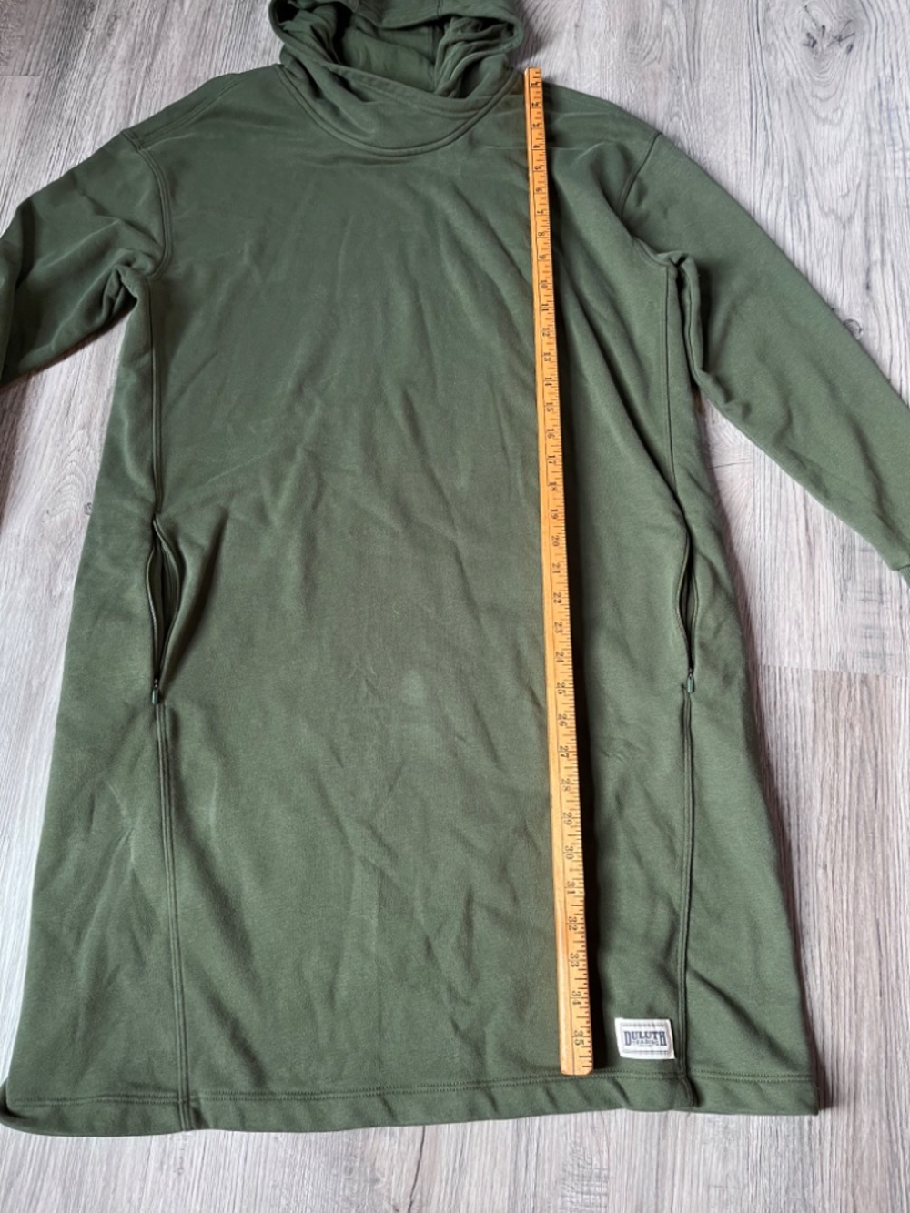 Duluth Trading Co. Women's Lazy French Terry Dress Hooded Size Large Color Green - Picture 9 of 9